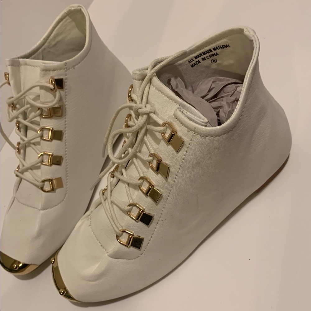 Bumper Faux leather bootie ankle white shoes